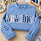 Personalized Grandma Sweatshirt - Kids Names Sleeve Applique Crewneck