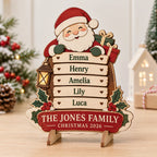 Personalized Family Christmas Santa Sign 2026 - Custom Name 3D Layered Wooden Tabletop Decor