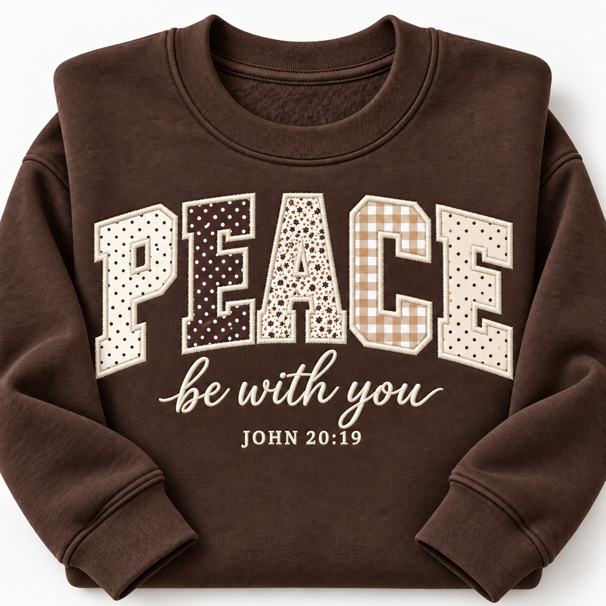 Personalized Peace Be With You Appliqué Sweatshirt, John 20:19 Christian Crewneck - Custom Bible Verse Gift