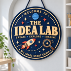 Personalized Idea Lab Wooden Sign - Custom Classroom Name Door Hanger