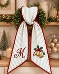 Personalized Christmas Wreath Sash - Monogram Bell Front Door Bow