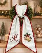 Personalized Christmas Wreath Sash - Monogram Bell Front Door Bow