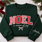 Custom Christmas Appliqué Sweatshirt - Personalized Holiday Text & Sleeve Name