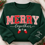 Personalized Couples Christmas Sweatshirt - Merry Together Appliqué Crewneck
