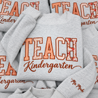 Personalized Teacher Varsity Applique Sweatshirt - Custom Name Sleeve Crewneck