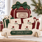 Personalized Letters to Santa Wooden Sign - Custom Family Names Christmas Mailbox Decor