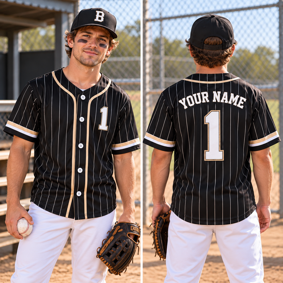 Custom Navy Pinstripe Baseball Jersey - Personalized Name & Number