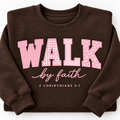 Personalized Walk by Faith Sweatshirt - Custom Bible Verse Appliqué Crewneck, Christian Gift