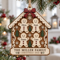 Personalized Gingerbread House Family Ornament - Custom Names Wooden Christmas Keepsake