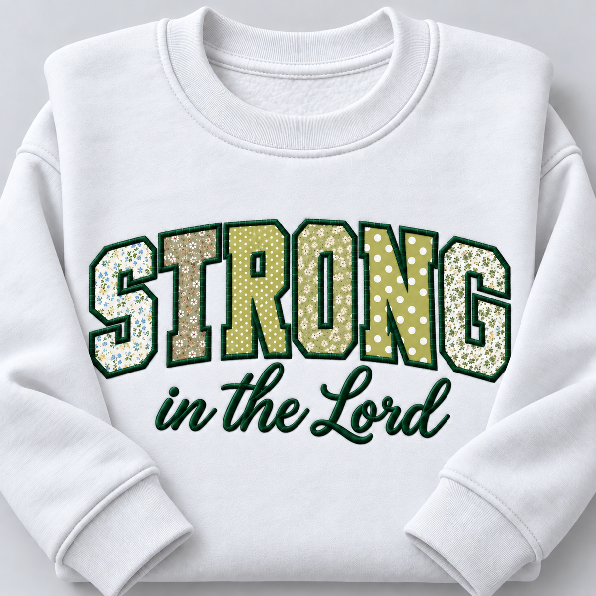Personalized Strong in the Lord Appliqué Sweatshirt, Christian Crewneck – Custom Bible Verse Gift