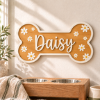 Personalized Dog Bone Name Sign - Wooden Kennel Plaque