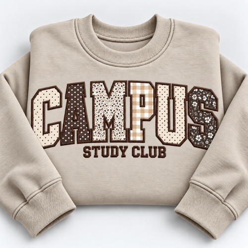 Custom College Appliqué Sweatshirt - Personalized University Name & Club Crewneck