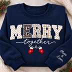 Personalized Couples Christmas Sweatshirt - Merry Together Appliqué Crewneck