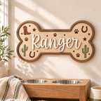 Personalized Dog Bone Name Sign - Wooden Kennel Plaque