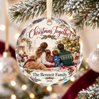 Personalized Christmas Together Family Glass Ornament - Custom Family Name & Year