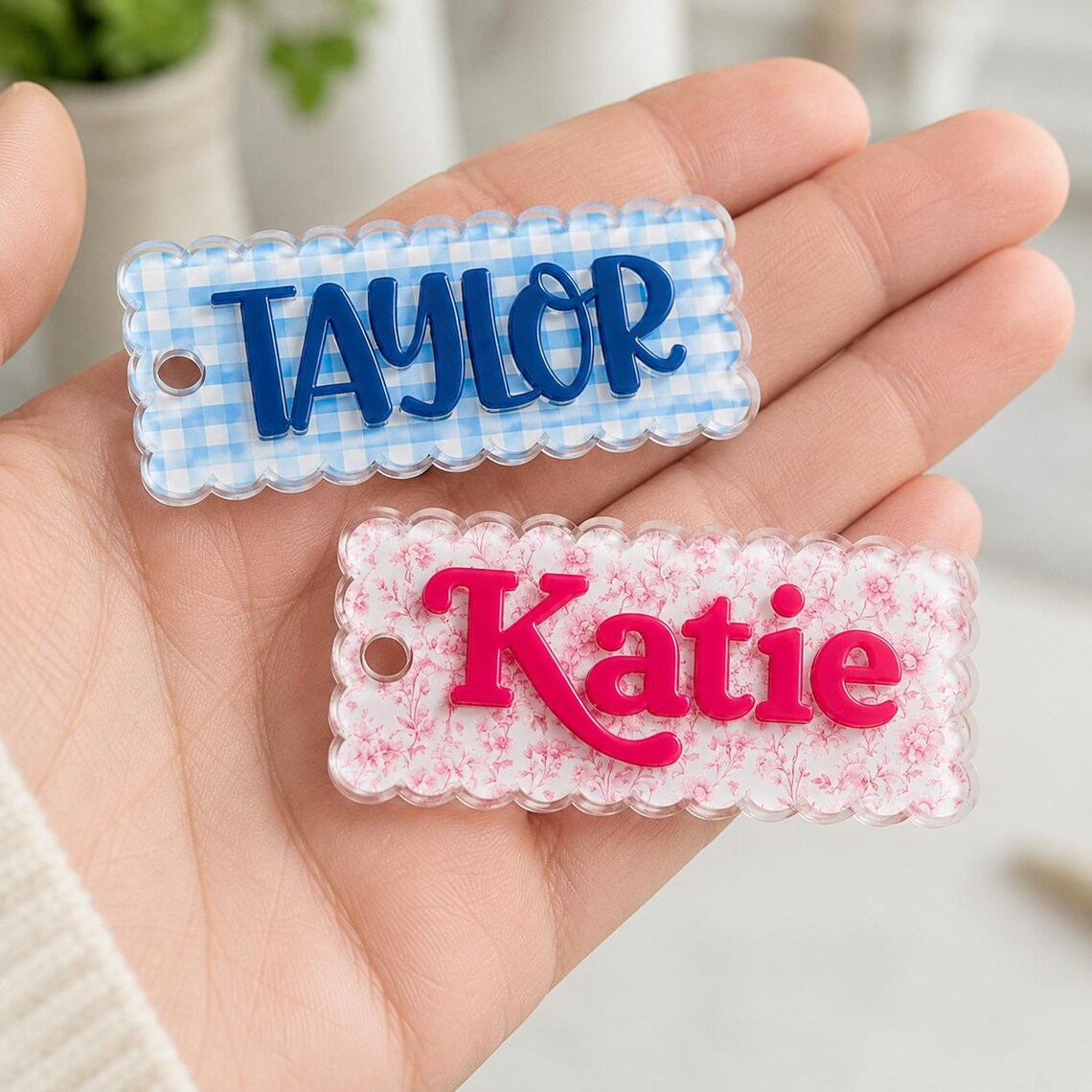 Personalized Kids Name Tag Custom School Bag Tag Backpack Keychain Lunch Box Name Label Back To School Gift Acrylic 3D Nameplate Bag Charm