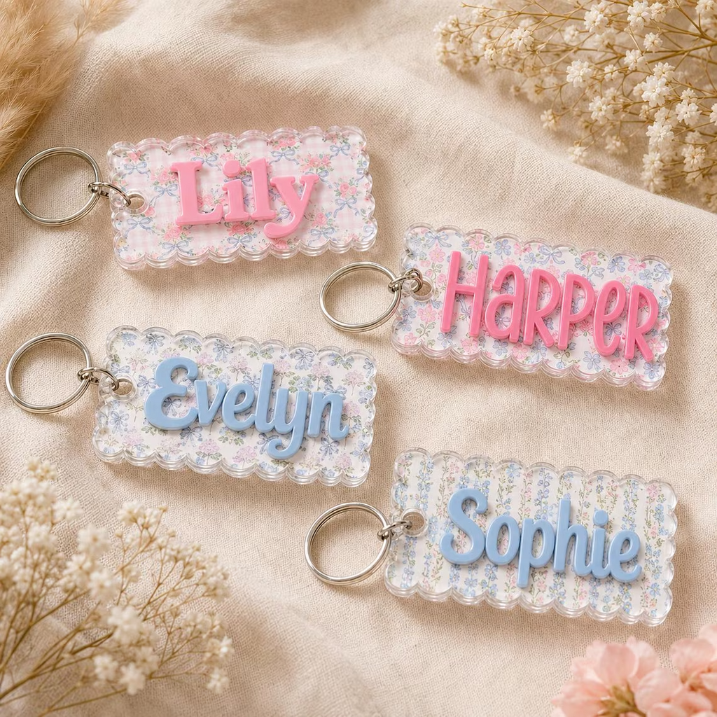 Personalized Kids Name Tag Custom School Bag Tag Backpack Keychain Lunch Box Name Label Back To School Gift Acrylic 3D Nameplate Bag Charm