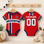 Personalized Norway Baby Bodysuit, Custom Name Number Soccer Onesie, World Cup 2026 Football Baby Outfit, Norway Fan Gift