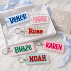 Personalized Kids Name Tag Custom School Bag Tag Backpack Keychain Lunch Box Name Label Back To School Gift Acrylic 3D Nameplate Bag Charm