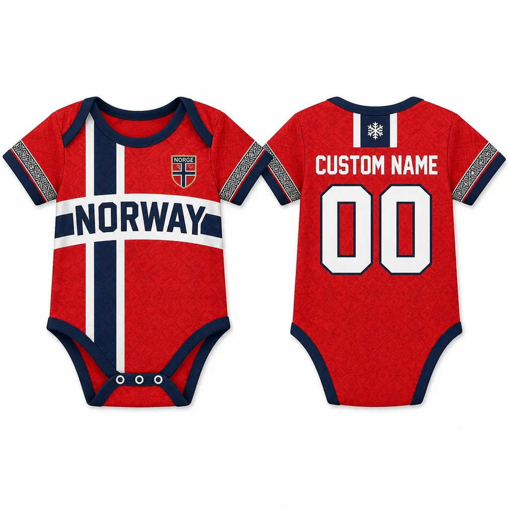 Personalized Norway Baby Bodysuit, Custom Name Number Soccer Onesie, World Cup 2026 Football Baby Outfit, Norway Fan Gift