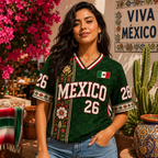 Floral Mexico Soccer Jersey, Custom Green Unisex Football Shirt, 2026 Mexico Fan Shirt, Personalized Game Day Kit