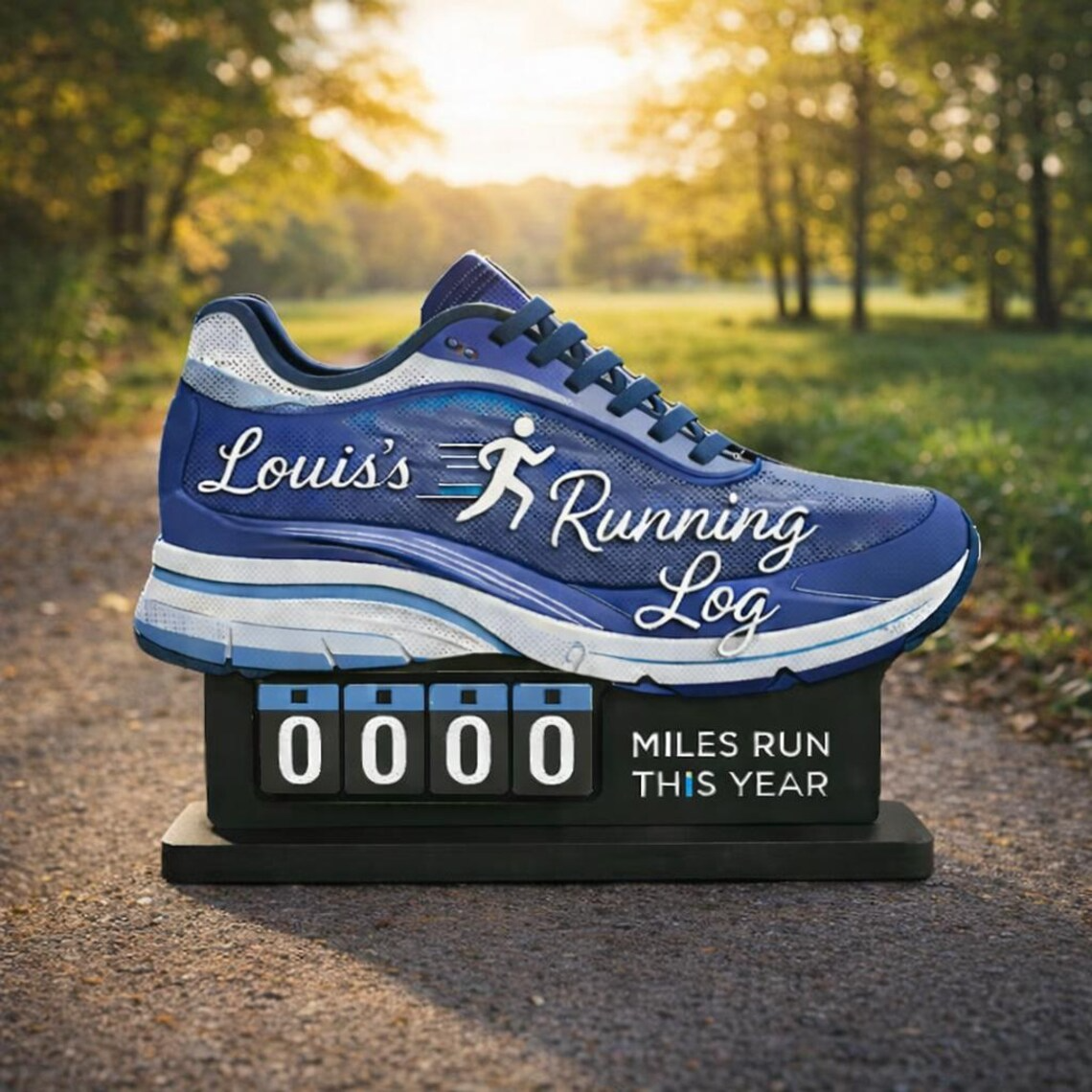 Personalized Running Miles Tracker Sign, Custom Shoe Shelf Decor, Miles Run This Year Counter, Gift for Runners