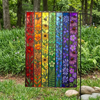 Rainbow Flowers Stained Glass Art Garden Flag, Floral LGBT Yard Banner, Inclusive Gift, LGBTQ+ Pride Month Yard Decoration