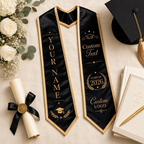 Custom Printed Graduation Stole Class of 2026 - Personalized Graduation Sash with Name & Logo - College High School Graduate Gift