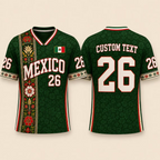 Floral Mexico Soccer Jersey, Custom Green Unisex Football Shirt, 2026 Mexico Fan Shirt, Personalized Game Day Kit
