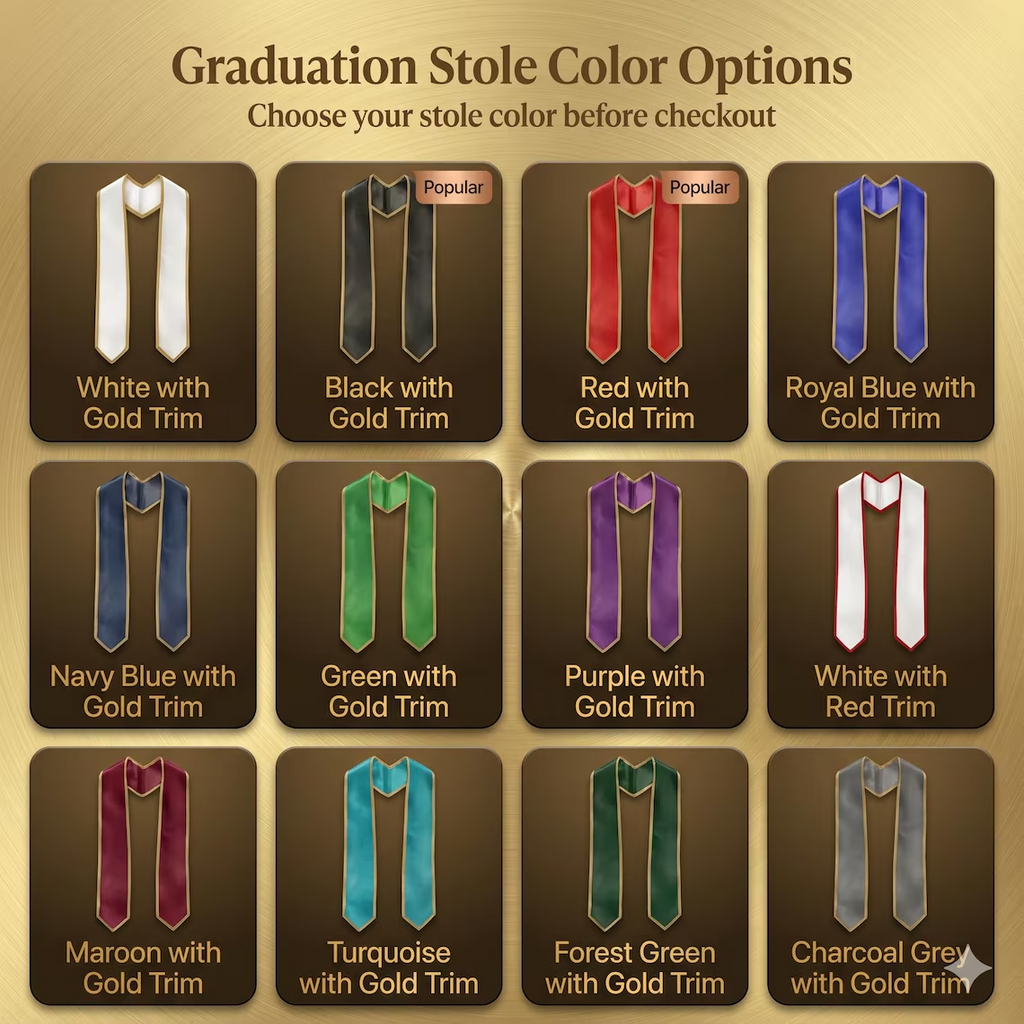 Custom Printed Graduation Stole Class of 2026 - Personalized Graduation Sash with Name & Logo - College High School Graduate Gift