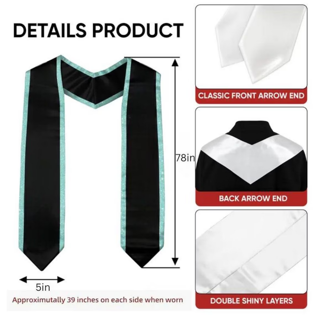 Custom Printed Graduation Stole Class of 2026 - Personalized Graduation Sash with Name & Logo - College High School Graduate Gift
