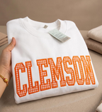 Custom Gingham Applique Sweatshirt, Personalized Varsity Letter Crewneck, Initials Embroidery, Preppy Gift for Her