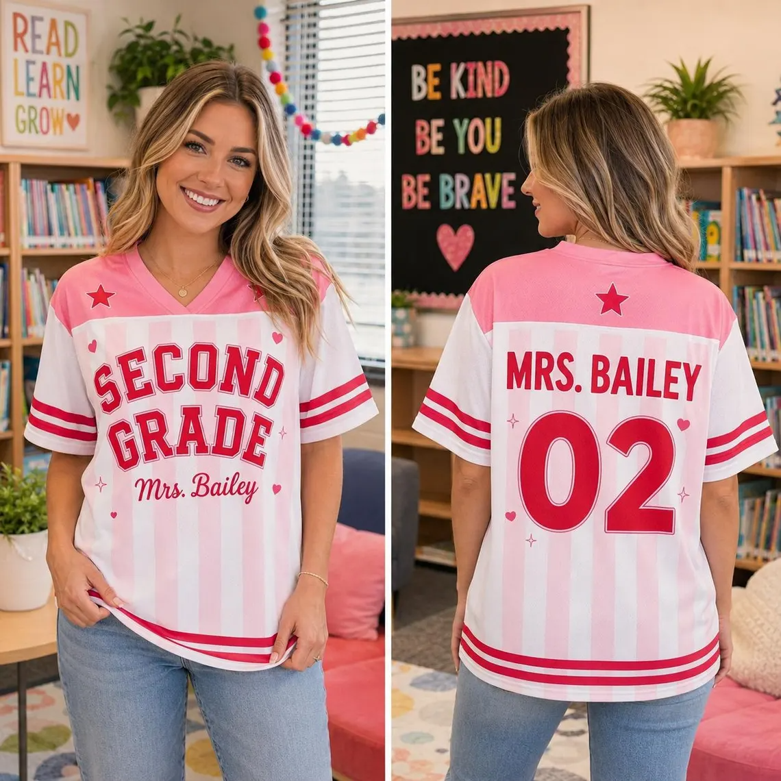 Custom Teacher Spirit Jersey, Personalized Grade Level Baseball Shirt, Back to School Teacher Outfit, Elementary Teacher Gift