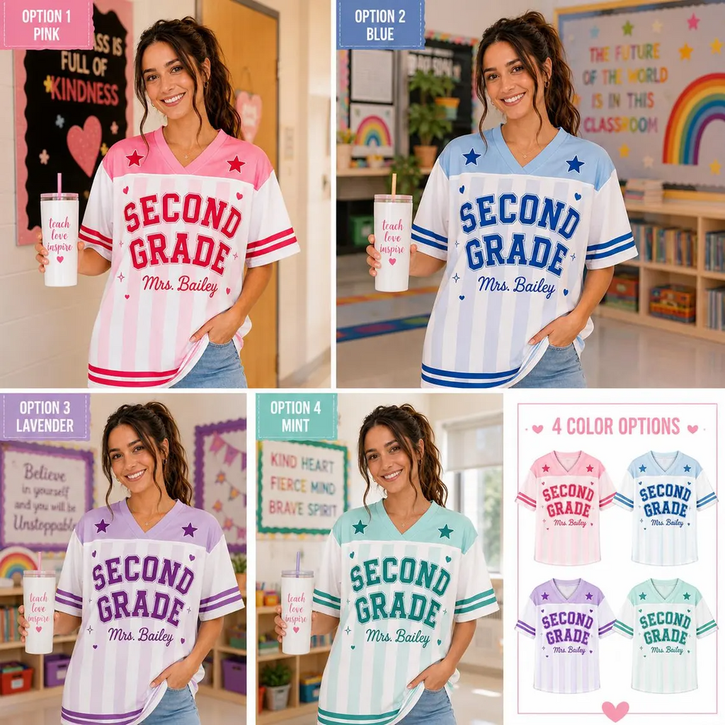 Custom Teacher Spirit Jersey, Personalized Grade Level Baseball Shirt, Back to School Teacher Outfit, Elementary Teacher Gift