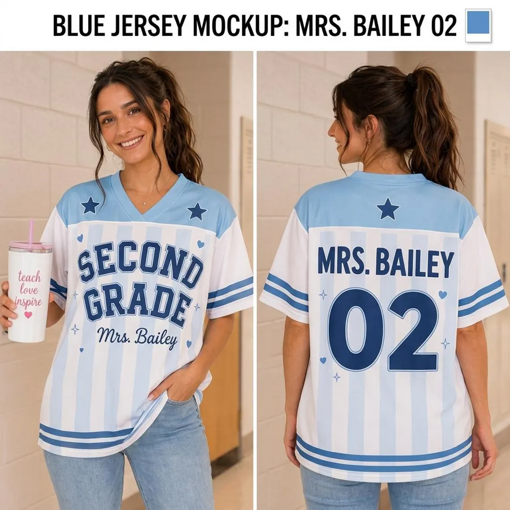 Custom Teacher Spirit Jersey, Personalized Grade Level Baseball Shirt, Back to School Teacher Outfit, Elementary Teacher Gift