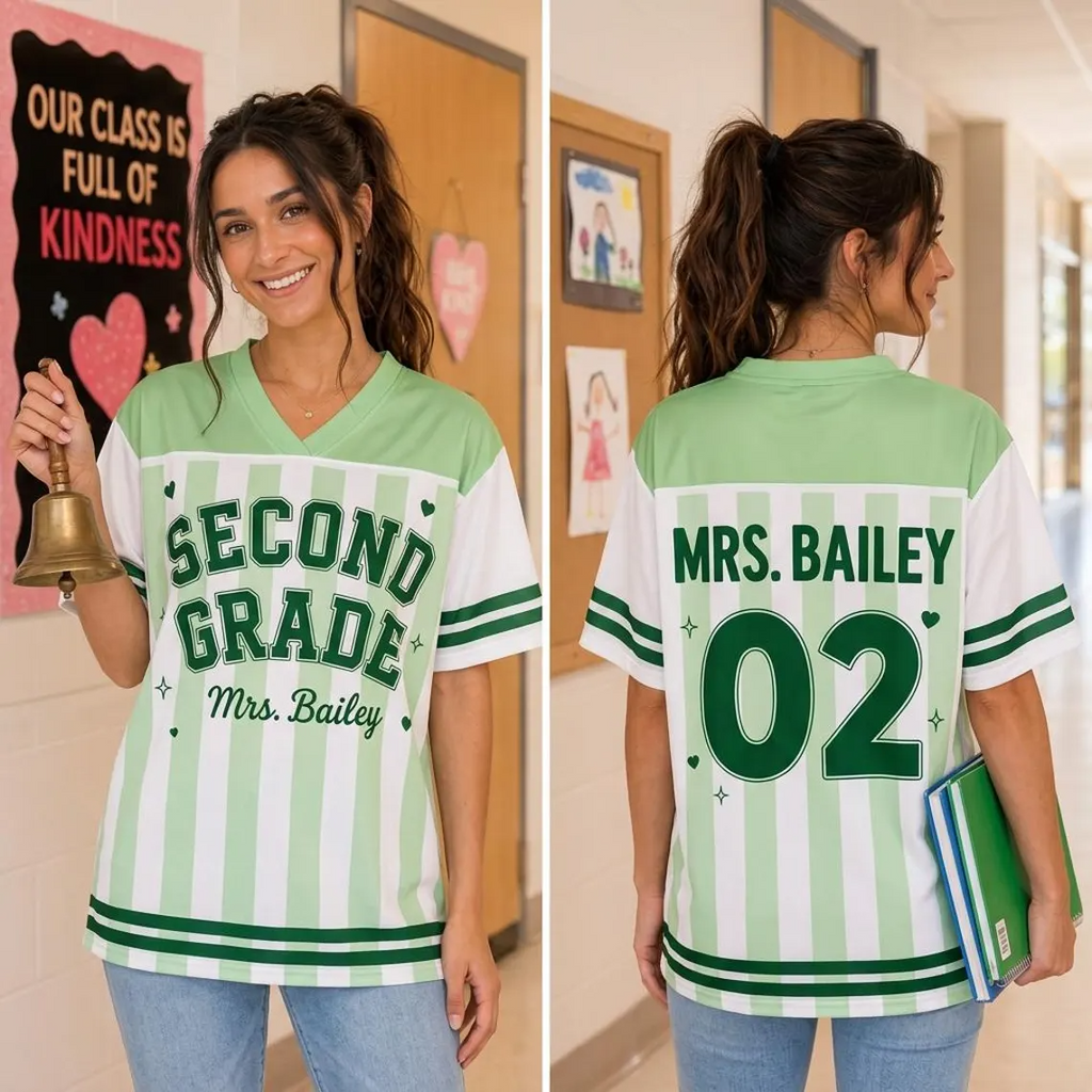 Custom Teacher Spirit Jersey, Personalized Grade Level Baseball Shirt, Back to School Teacher Outfit, Elementary Teacher Gift