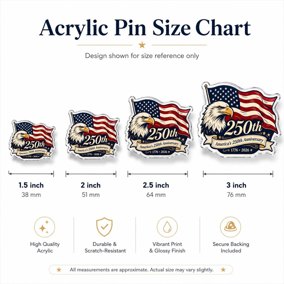 America 250th Anniversary Acrylic Pin, Patriotic Eagle Flag Brooch, 1776 2026 USA Commemorative Pin, American Eagle & Statue of Liberty Pin