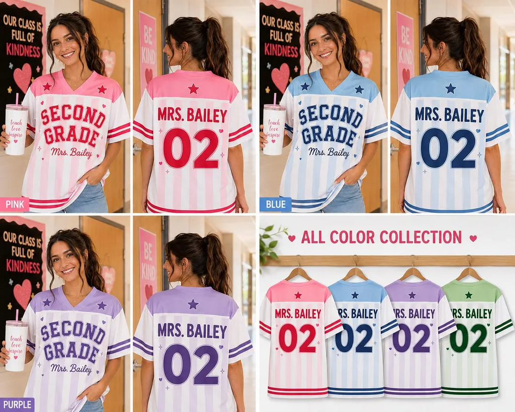 Custom Teacher Spirit Jersey, Personalized Grade Level Baseball Shirt, Back to School Teacher Outfit, Elementary Teacher Gift