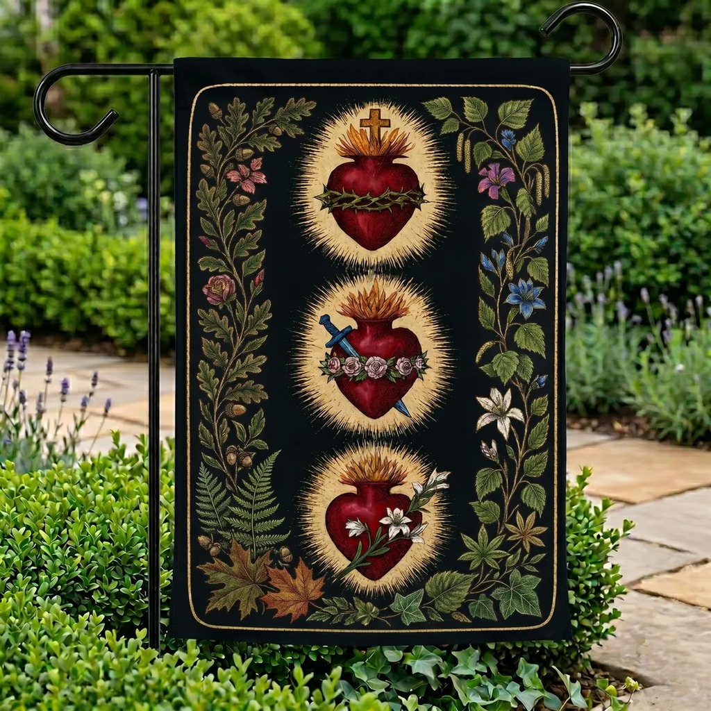 Sacred Heart of Jesus Garden Flag, Holy Heart of Christ Decor, Catholic Religious Flag, Christian Outdoor Sign, June Devotion Banner