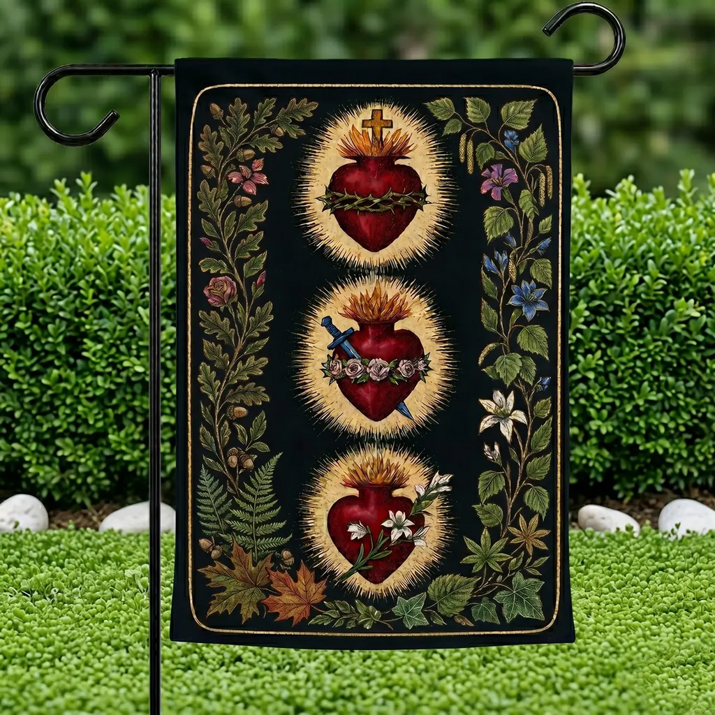 Sacred Heart of Jesus Garden Flag, Holy Heart of Christ Decor, Catholic Religious Flag, Christian Outdoor Sign, June Devotion Banner
