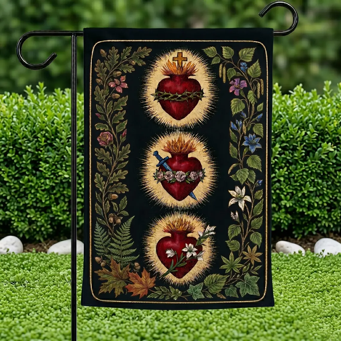 Sacred Heart of Jesus Garden Flag, Holy Heart of Christ Decor, Catholic Religious Flag, Christian Outdoor Sign, June Devotion Banner