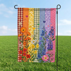 PRINT LGBTQ Floral Pride Flag, Progress Pride Yard Decor, Faux Patchwork Equality Banner, Pride Month Outdoor Decoration