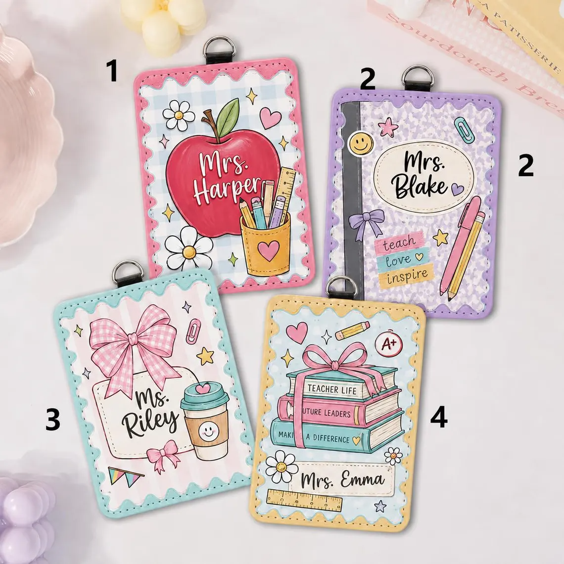 Personalized Teacher ID Badge Holder, Custom Name Tag, Back To School Gift For Teacher, Educator Lanyard Wallet, Teacher Appreciation