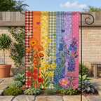 PRINT LGBTQ Floral Pride Flag, Progress Pride Yard Decor, Faux Patchwork Equality Banner, Pride Month Outdoor Decoration