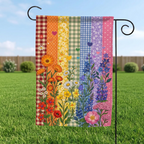 PRINT LGBTQ Floral Pride Flag, Progress Pride Yard Decor, Faux Patchwork Equality Banner, Pride Month Outdoor Decoration