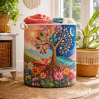 Tree of Life Quilted Laundry Basket