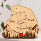 Hugging Bear Family Tree Puzzle, Personalized Wooden Bear Family Puzzle, Custom Birthday Gift, Wooden Animal Carvings, Family Home Decor