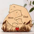 Hugging Bear Family Tree Puzzle, Personalized Wooden Bear Family Puzzle, Custom Birthday Gift, Wooden Animal Carvings, Family Home Decor