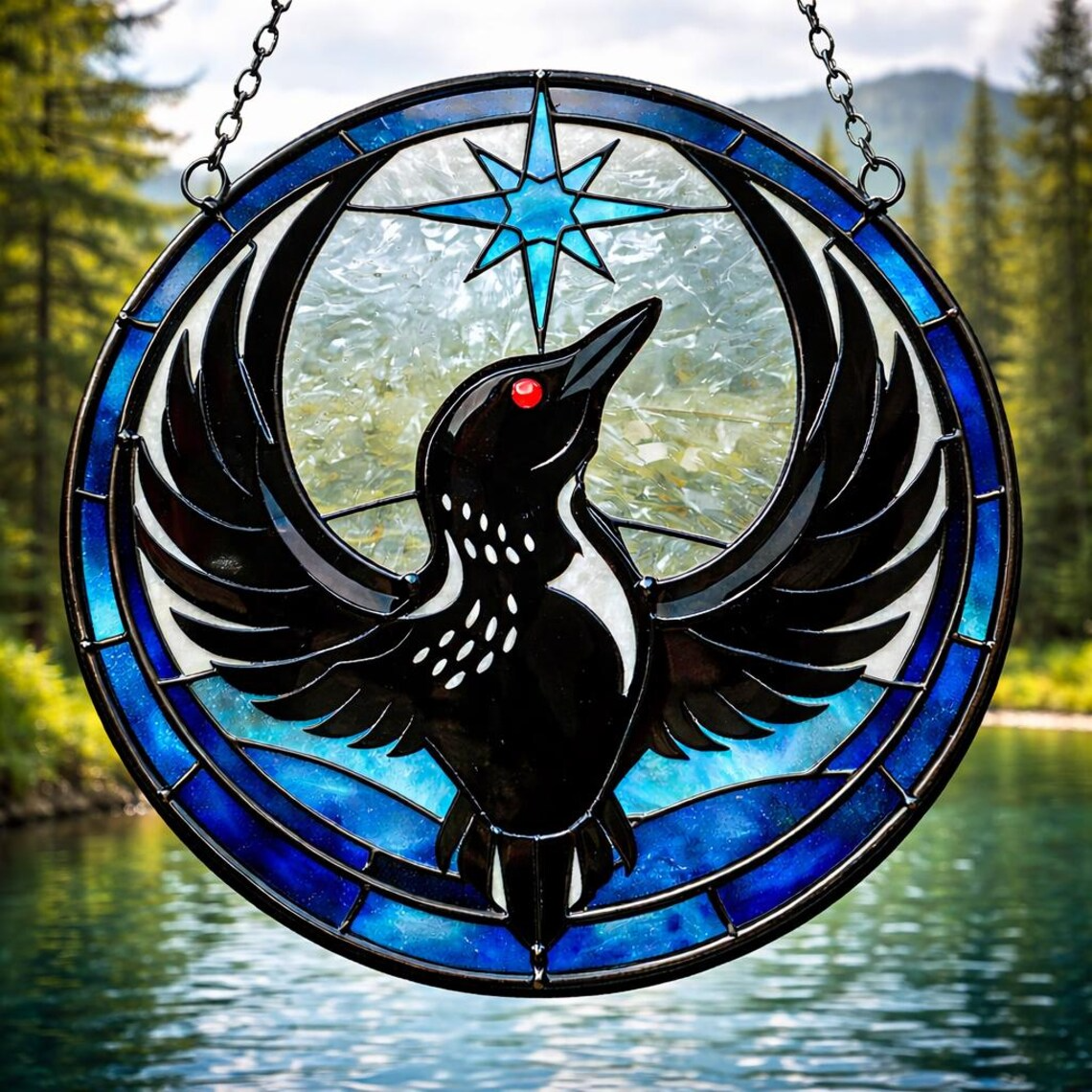 Minnesota Loon Stain Glass Suncatcher, Rebel Alliance Bird Window Hanging, Minnesota Bird Suncatcher, Unique Home Decor