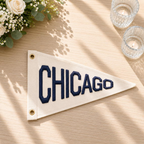 Custom Embroidered Pennant Flag, Personalized City Banner, Wall Decor, Handmade Fabric Pennant, Unique Home Office Gift